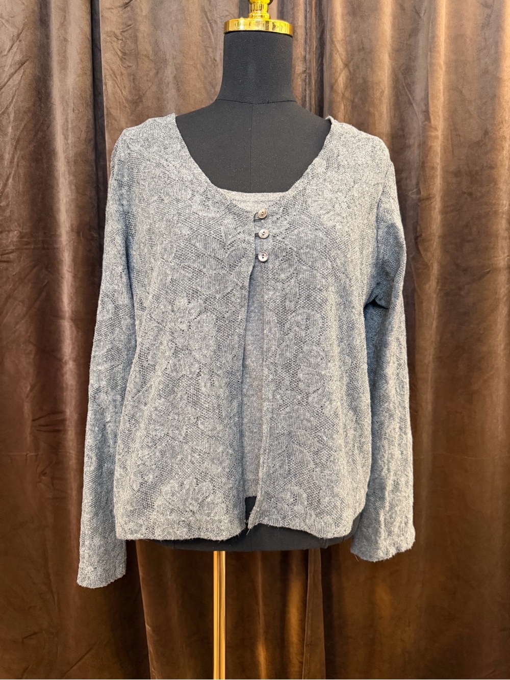 Y2K Women's Textured Button-Front Sweater Cardigan - Blue